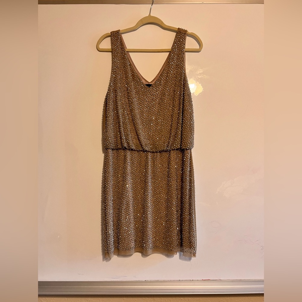 Elegant and sexy nude cocktail dress